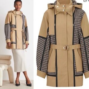 ISO Women's Tan Houndstooth Hooded Jacket size 4-6